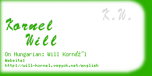 kornel will business card